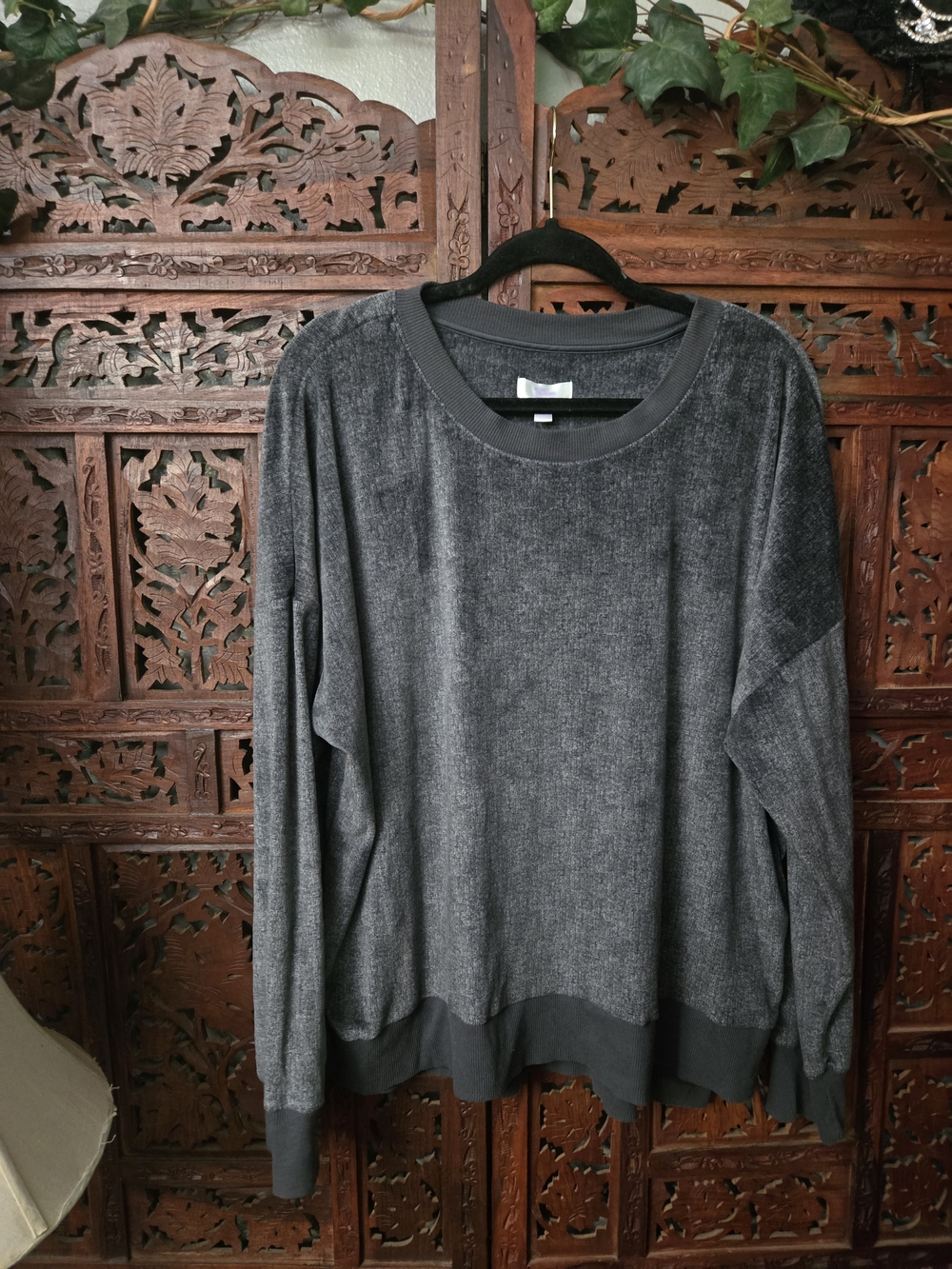Secret Treasures Gray Cozy Long Sleeve Lounge Top Sleepwear